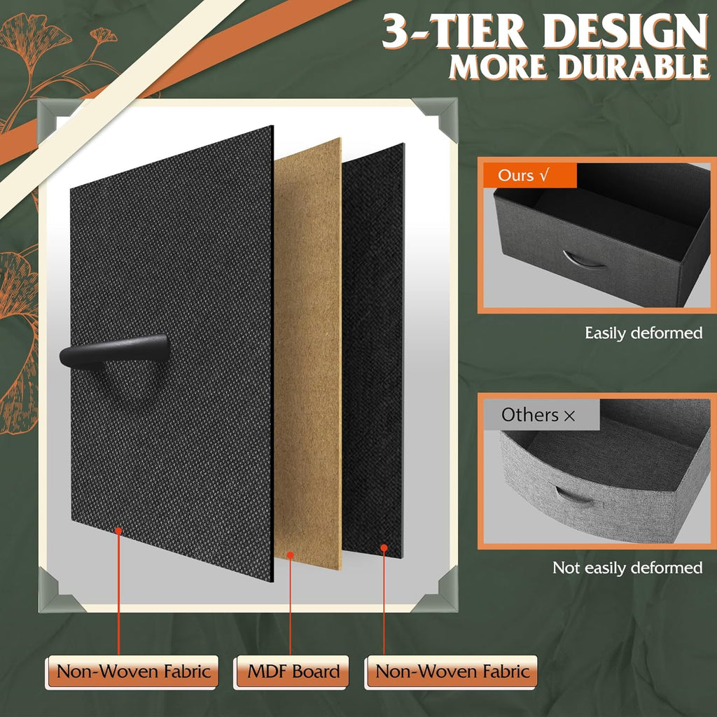 ACCVER Dresser for Bedroom 12 Storage drawer, Fabric Closet Chests Organizer Tower with Wooden Top Metal Frame for Living Room Hallway Entryway