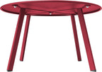 ACCVER 28 Inch Round Outdoor Coffee Table - Weatherproof Steel Patio Side Table for Deck, Backyard Outdoor & Indoor Use, Red