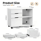 LIFERECORD 3-Drawer Lateral File Cabinet with Wheels, Mobile Rolling File Cabinet with Adjustable Shelf, Printer Stand for Home Office, Under Desk Storage Organizer, Wood Filing Cabinet White