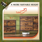 ACCVER 5-Drawer Fabric Dresser with Wood Top & Metal Frame, Closet and Chest for Bedroom, Clothes Storage Organizer, for Living Room, Apartment,Brown