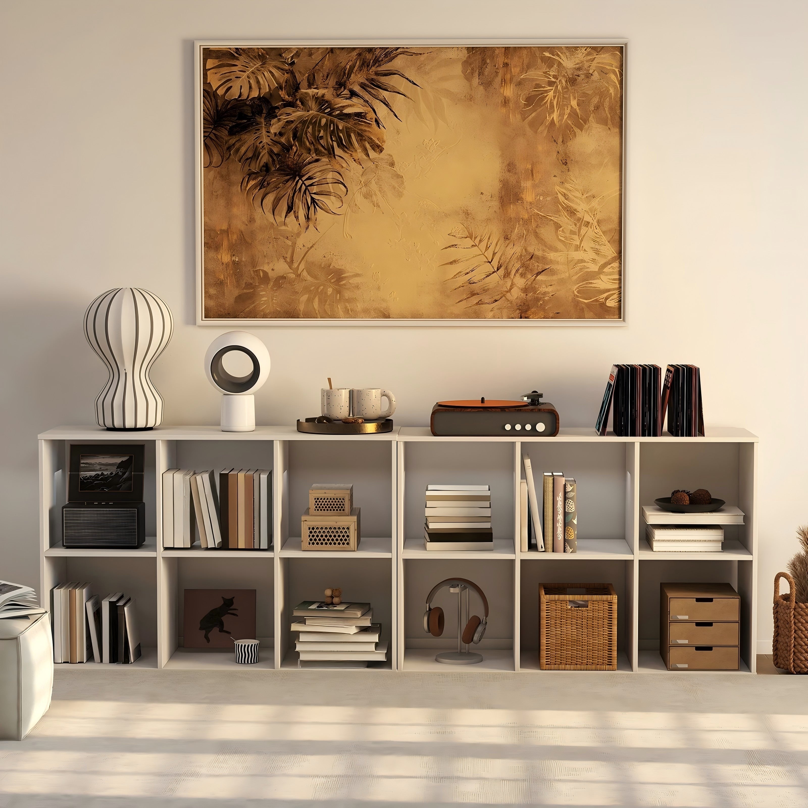 LIFERECORD 8 Cube Storage Organizer Bookshelf with 4 Removable Back Panels, Open Cube Bookcase for Living Room, Bedroom, Home Office, 47.7" L x 11.6" W x 23.2" H, White Bookcase