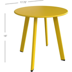 LIFERECORD Small Side Table – Indoor & Outdoor Steel Powder Coated Round Patio Table with Square Legs for Patio, Living Room, Bedroom, Yellow