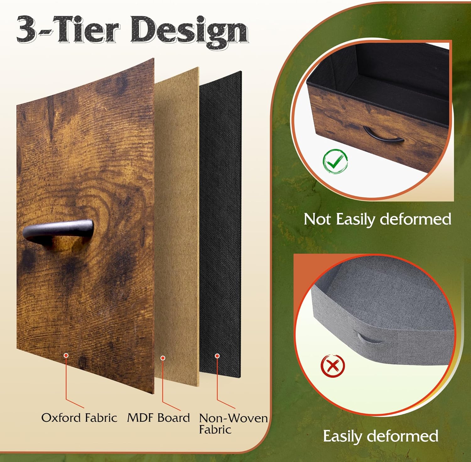 ACCVER Dresser for Bedroom 12 Storage drawer, Fabric Closet Chests Organizer Tower with Wooden Top Metal Frame for Living Room Hallway Entryway