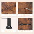 ACCVER 5-Drawer Fabric Dresser for Bedroom, Wood Top TV Stand, Closet and Chest, Clothes Storage Organizer, for Living Room, Apartment, Brown