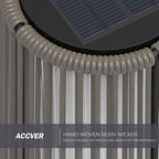 ACCVER Outdoor Floor Lamp 2-Pack, All-Weather Wicker Outdoor Solar Floor Lights, Waterproof, Light Brown