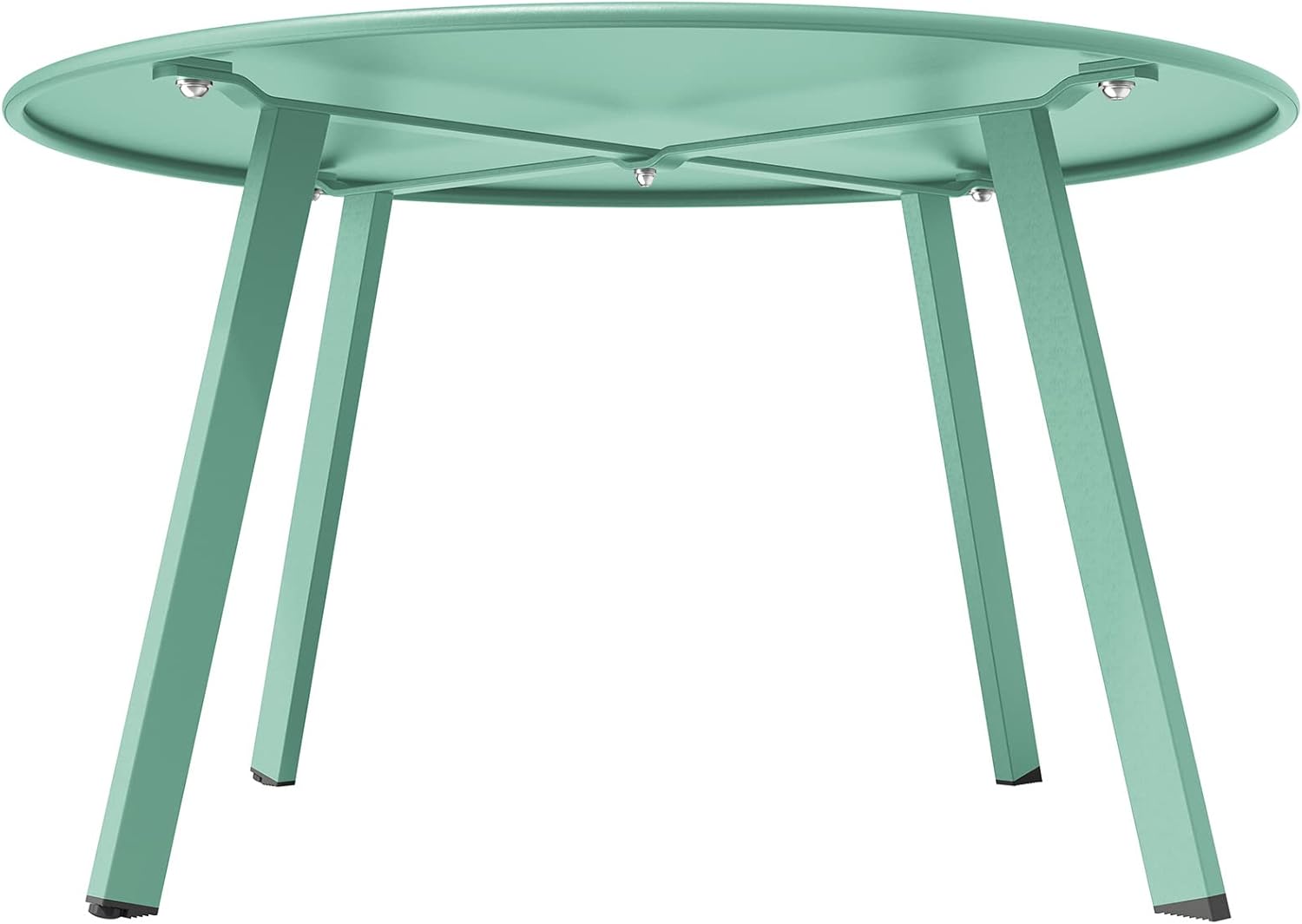 ACCVER 28 Inch Round Outdoor Coffee Table - Weatherproof Steel Patio Side Table for Deck, Backyard Outdoor & Indoor Use, Mint Green