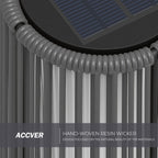 ACCVER Outdoor Floor Lamp 2-Pack, All-Weather Wicker Outdoor Solar Floor Lights, Waterproof, Gray