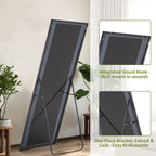 ACCVER 21"x64" Full Length Mirror - Classic Standing Mirror, Durable Aluminum Frame & Tempered Glass, Lean-to or Wall Mount for Bedroom/Dressing Room/Living Room, Rectangle, Black
