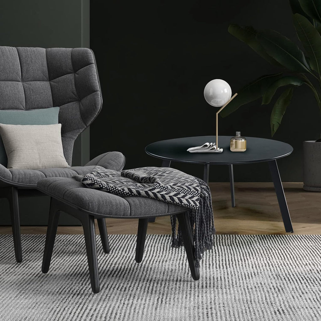 ACCVER 28 Inch Round Outdoor Coffee Table - Weatherproof Steel Patio Side Table for Deck, Backyard Outdoor & Indoor Use, Black