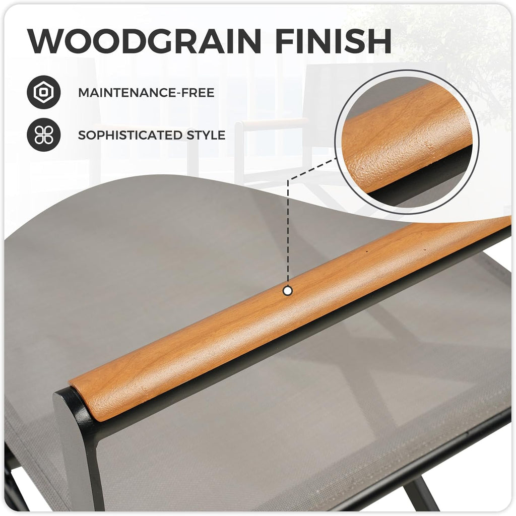 LIFERECORD Extra-Wide 2-Pack Directors Chairs, Outdoor Folding Chairs with UV-Resistant Mesh Sling for Camping, Patio, Poolside, Grey