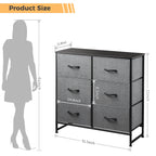 LIFERECORD 6 Drawers Dresser, Fabric Storage Closet Chests Organizer Tower with Wooden Top Metal Frame for Bedroom Living Room Hallway Entryway, Grey