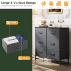 LIFERECORD 6 Drawers Dresser, Fabric Storage Closet Chests Organizer Tower with Wooden Top Metal Frame for Bedroom Living Room Hallway Entryway, Grey