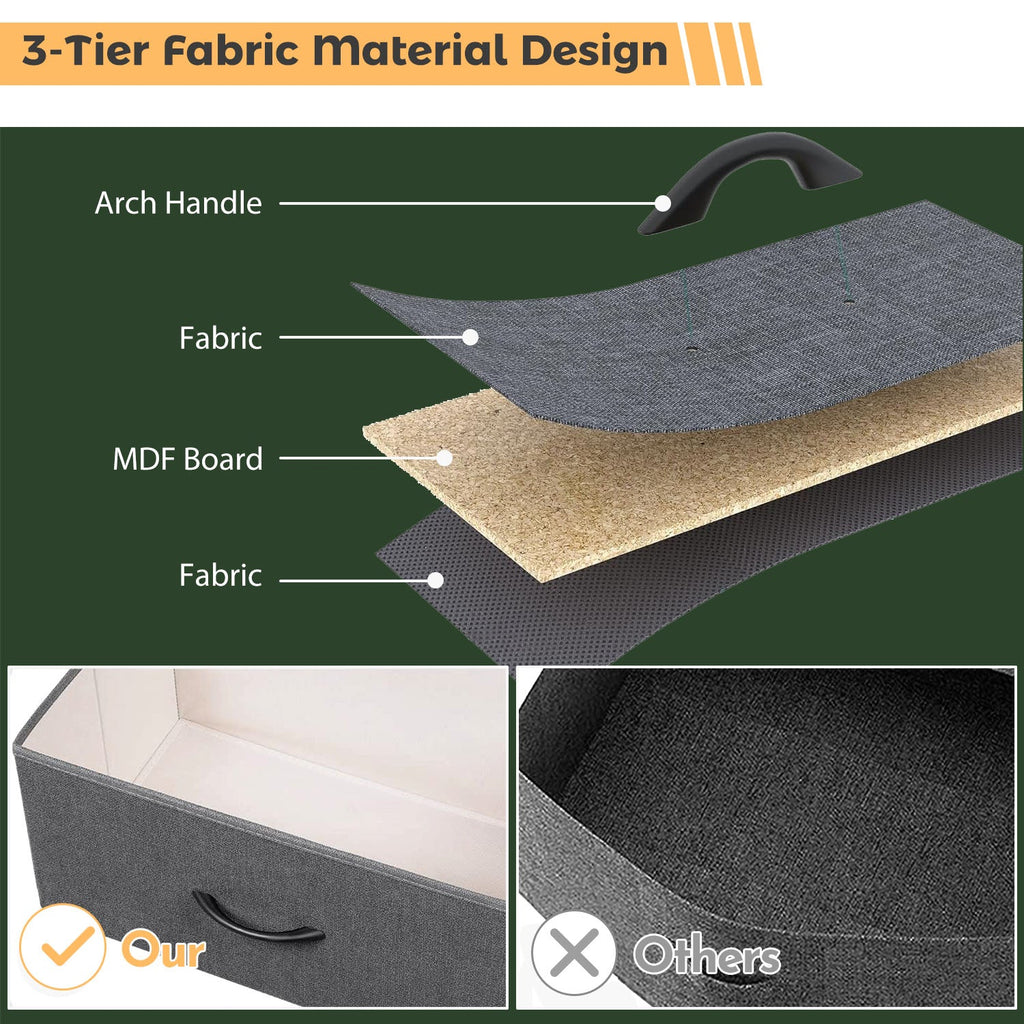 LIFERECORD 6 Drawers Dresser, Fabric Storage Closet Chests Organizer Tower with Wooden Top Metal Frame for Bedroom Living Room Hallway Entryway, Grey