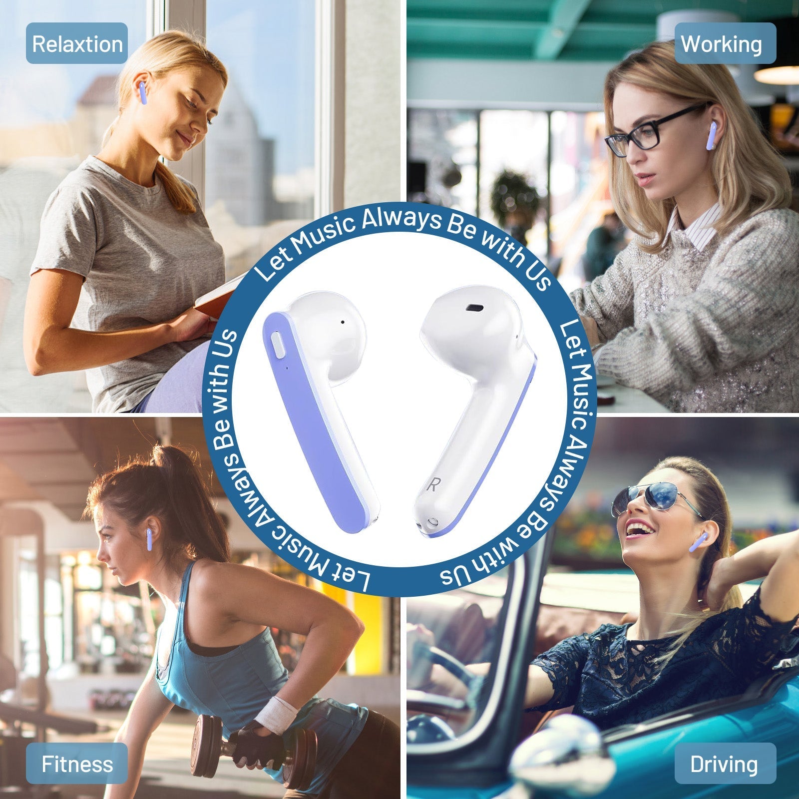 Wireless Headphones with 40Hrs Battery Life, Deep Bass, Wireless Charging Case, LED Display, Waterproof Mic - For Phone, Tablet, TV