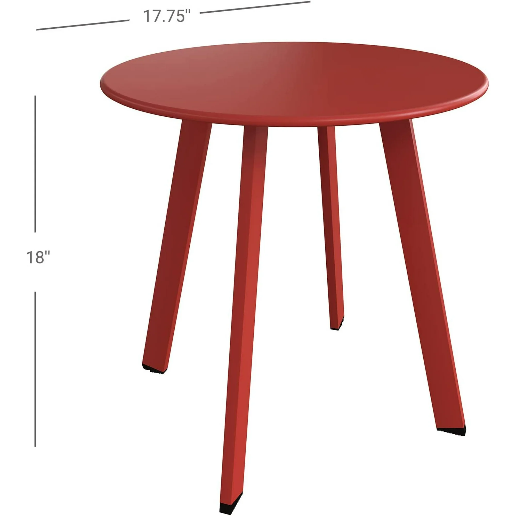 LIFERECORD Small Side Table – Indoor & Outdoor Steel Powder Coated Round Patio Table with Square Legs for Patio, Living Room, Bedroom, Red