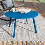 ACCVER 28 Inch Round Outdoor Coffee Table - Weatherproof Steel Patio Side Table for Deck, Backyard Outdoor & Indoor Use, Peacock Blue