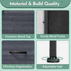 ACCVER 7-Drawer Fabric Dresser with Wood Top & Metal Frame, Closet and Chest for Bedroom, Clothes Storage Organizer, for Living Room, Apartment,Black