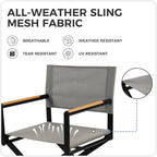LIFERECORD Extra-Wide 2-Pack Directors Chairs, Outdoor Folding Chairs with UV-Resistant Mesh Sling for Camping, Patio, Poolside, Grey