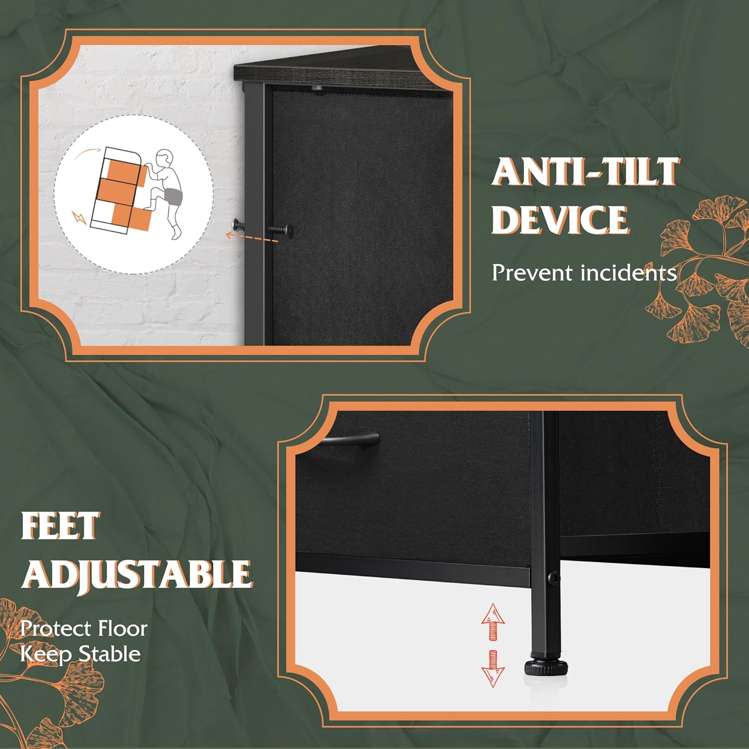 ACCVER Dresser for Bedroom 12 Storage drawer, Fabric Closet Chests Organizer Tower with Wooden Top Metal Frame for Living Room Hallway Entryway