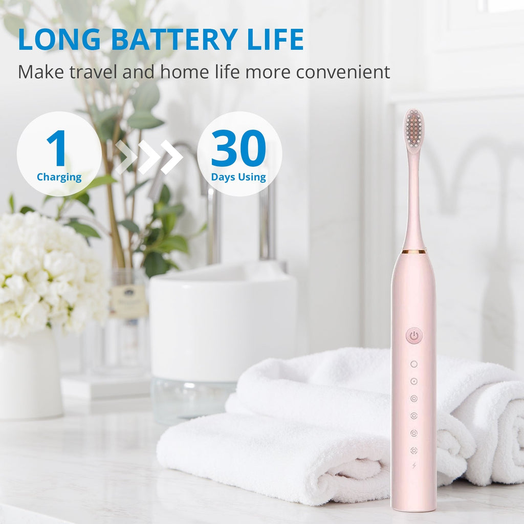 Powered Toothbrushes  USB Rechargeable Ultrasonic Tooth Brush, Smart Timer IPX7 Waterproof Cleaning Toothbrushes for Adults and Kids