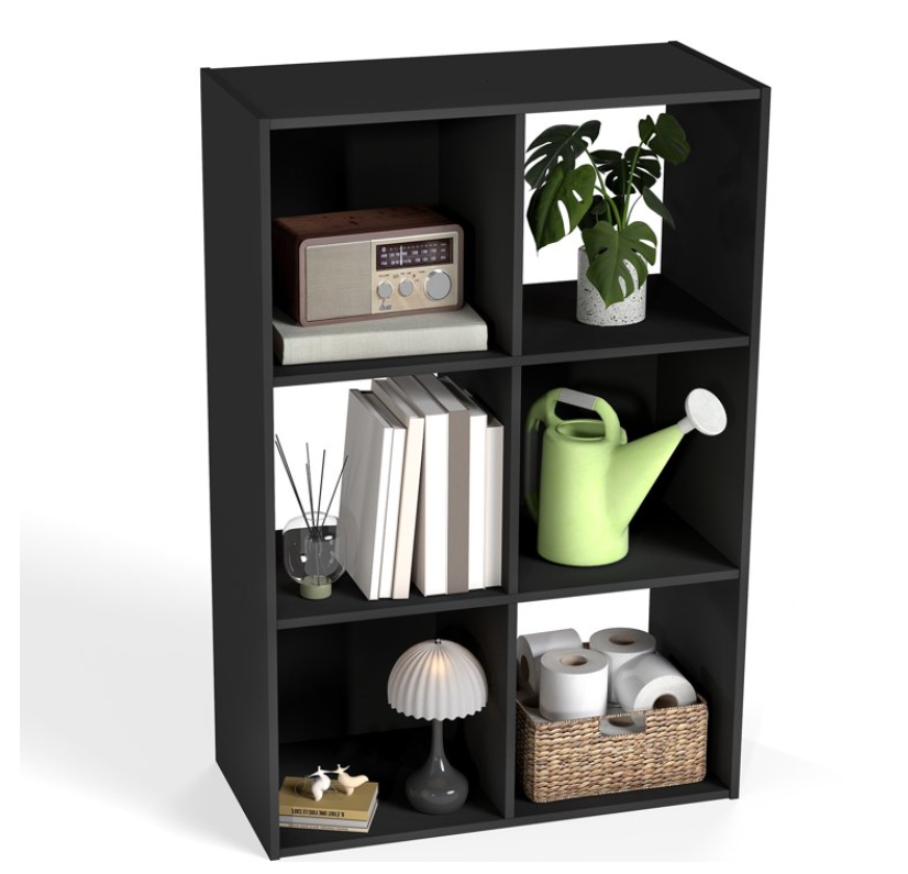 LIFERECORD 6 Cube Storage Organizer, 11x11 Cube Bookshelf with 3 Removable Back Panels, Open Cube Shelf for Living Room, Bedroom, Home Office, Kids Room, 35.9" L x 11.6" W x 23.2" H Black