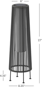 ACCVER Outdoor Floor Lamp 2-Pack, All-Weather Wicker Outdoor Solar Floor Lights, Waterproof, Gray