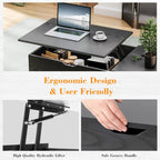 LIFERECORD Lift Top Coffee Table with Hidden Compartment, Wooden Center Tables with Storage Shelf for Living Room, Reception Room, Classic Black