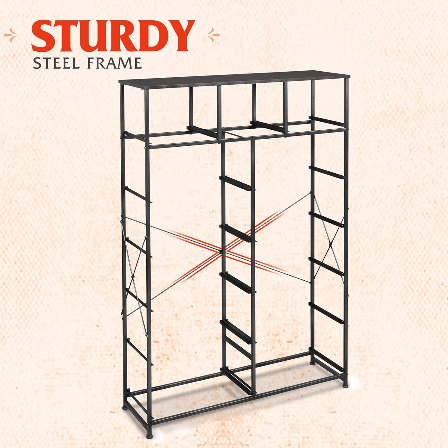 ACCVER 13-Drawer Fabric Dresser with Wood Top & Metal Frame, Closet and Chest for Bedroom, Clothes Storage Organizer, for Living Room, Apartment,Black