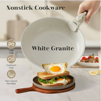 LIFERECORD 12-Piece Nonstick Pots and Pans Set, Granite Coating Cookware Set with Detachable Handle, Induction Compatible, Oven & Dishwasher Safe, Includes Frying Pans, Saucepan & Utensils Beige