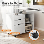 LIFERECORD 3-Drawer Lateral File Cabinet with Wheels, Mobile Rolling File Cabinet with Adjustable Shelf, Printer Stand for Home Office, Under Desk Storage Organizer, Wood Filing Cabinet White