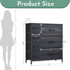 ACCVER 7-Drawer Fabric Dresser with Wood Top & Metal Frame, Closet and Chest for Bedroom, Clothes Storage Organizer, for Living Room, Apartment,Black