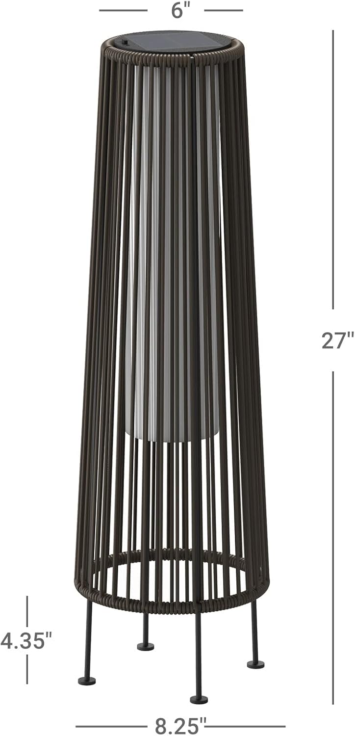 ACCVER Outdoor Floor Lamp 2-Pack, All-Weather Wicker Outdoor Solar Floor Lights, Waterproof, Dark Brown