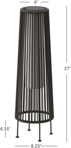 ACCVER Outdoor Floor Lamp 2-Pack, All-Weather Wicker Outdoor Solar Floor Lights, Waterproof, Dark Brown