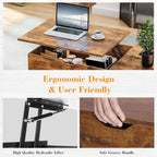 LIFERECORD Lift Top Coffee Table with Hidden Compartment, Wooden Center Tables with Storage Shelf for Living Room, Reception Room, Brown