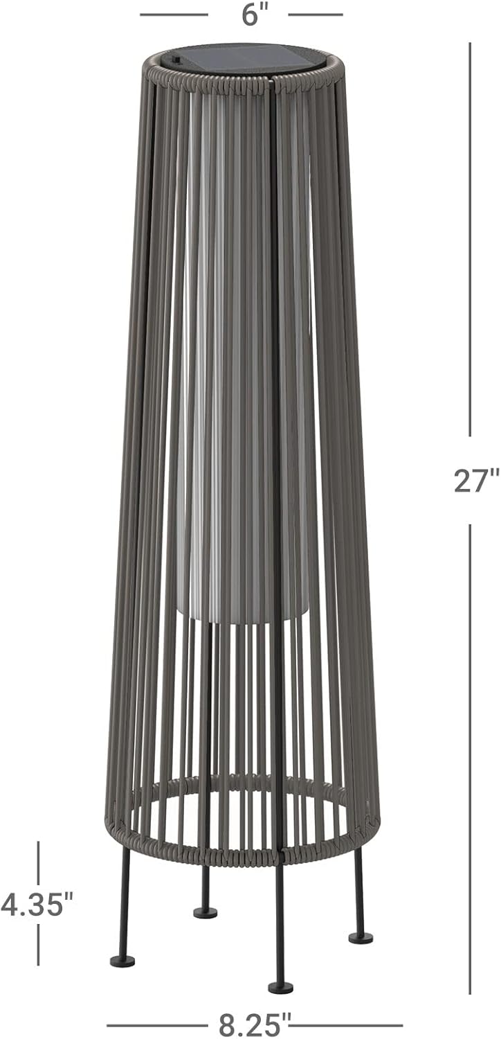 ACCVER Outdoor Floor Lamp 2-Pack, All-Weather Wicker Outdoor Solar Floor Lights, Waterproof, Light Brown