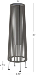 ACCVER Outdoor Floor Lamp 2-Pack, All-Weather Wicker Outdoor Solar Floor Lights, Waterproof, Light Brown