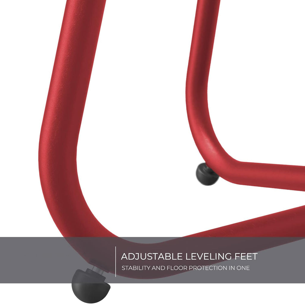 ACCVER Outdoor Side Table, 18-inch Small Round Side Snack Table with Adjustable Feet, Anti-Rust Metal End Accent Table for Patio Porch Balcony, Red