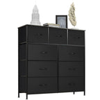 ACCVER 9-Drawer Fabric Dresser with Wood Top & Metal Frame, Closet and Chest for Bedroom, Clothes Storage Organizer, for Living Room, Apartment,Black