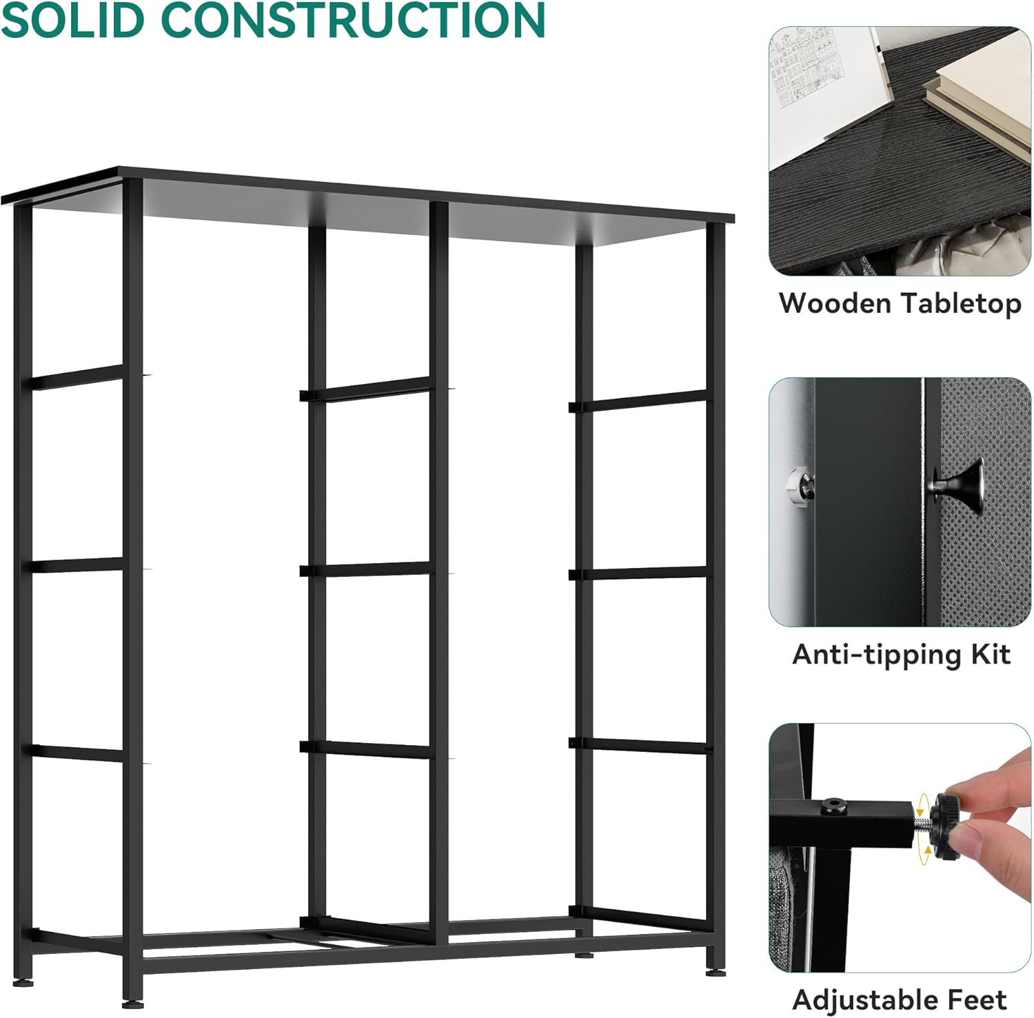 ACCVER Dresser for Bedroom 8 Storage drawer, Fabric Closet Chests Organizer Tower with Wooden Top Metal Frame for Living Room Hallway Entryway