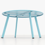 ACCVER 28 Inch Round Outdoor Coffee Table - Weatherproof Steel Patio Side Table for Deck, Backyard Outdoor & Indoor Use, Blue