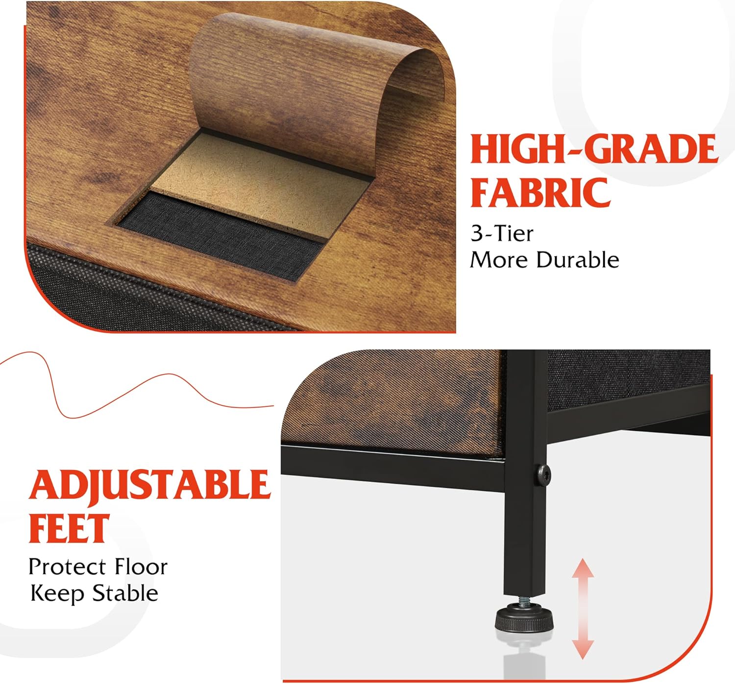 ACCVER Dresser for Bedroom 8 Storage drawer, Fabric Closet Chests Organizer Tower with Wooden Top Metal Frame for Living Room Hallway Entryway