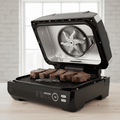 1550W 2-3 Serving Electric BBQ Grill with 8 Functions, Non-stick Coating & Temperature Control, Black