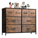 LIFERECORD 8 Drawers Dresser, Fabric Closet Chests Storage Organizer Tower with Wooden Top Metal Frame for Bedroom Living Room Hallway Entryway, Brown