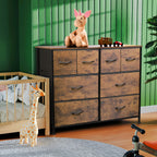 LIFERECORD 8 Drawers Dresser, Fabric Closet Chests Storage Organizer Tower with Wooden Top Metal Frame for Bedroom Living Room Hallway Entryway, Brown