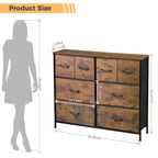 LIFERECORD 8 Drawers Dresser, Fabric Closet Chests Storage Organizer Tower with Wooden Top Metal Frame for Bedroom Living Room Hallway Entryway, Brown