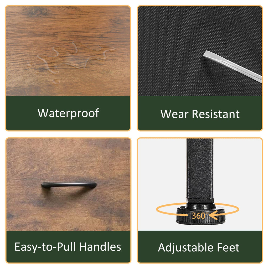 LIFERECORD 8 Drawers Dresser, Fabric Closet Chests Storage Organizer Tower with Wooden Top Metal Frame for Bedroom Living Room Hallway Entryway, Brown