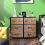 LIFERECORD 8 Drawers Dresser, Fabric Closet Chests Storage Organizer Tower with Wooden Top Metal Frame for Bedroom Living Room Hallway Entryway, Brown