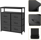 ACCVER Dresser for Bedroom TV Stand with Storage Entertainment Center Dresser with 6 Fabric Drawers with Open Storage Shelf for Bedroom Living Room Hallway
