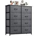 LIFERECORD 8 Drawers Dresser, Fabric Closet Chests Storage Organizer Tower with Wooden Top Metal Frame for Bedroom Living Room Hallway Entryway, Grey