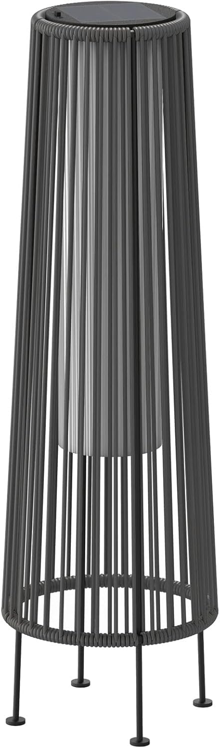 ACCVER Outdoor Floor Lamp 2-Pack, All-Weather Wicker Outdoor Solar Floor Lights, Waterproof, Gray